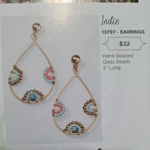 NWT Parkl Lane Gold and Multicolor Beaded Earrings